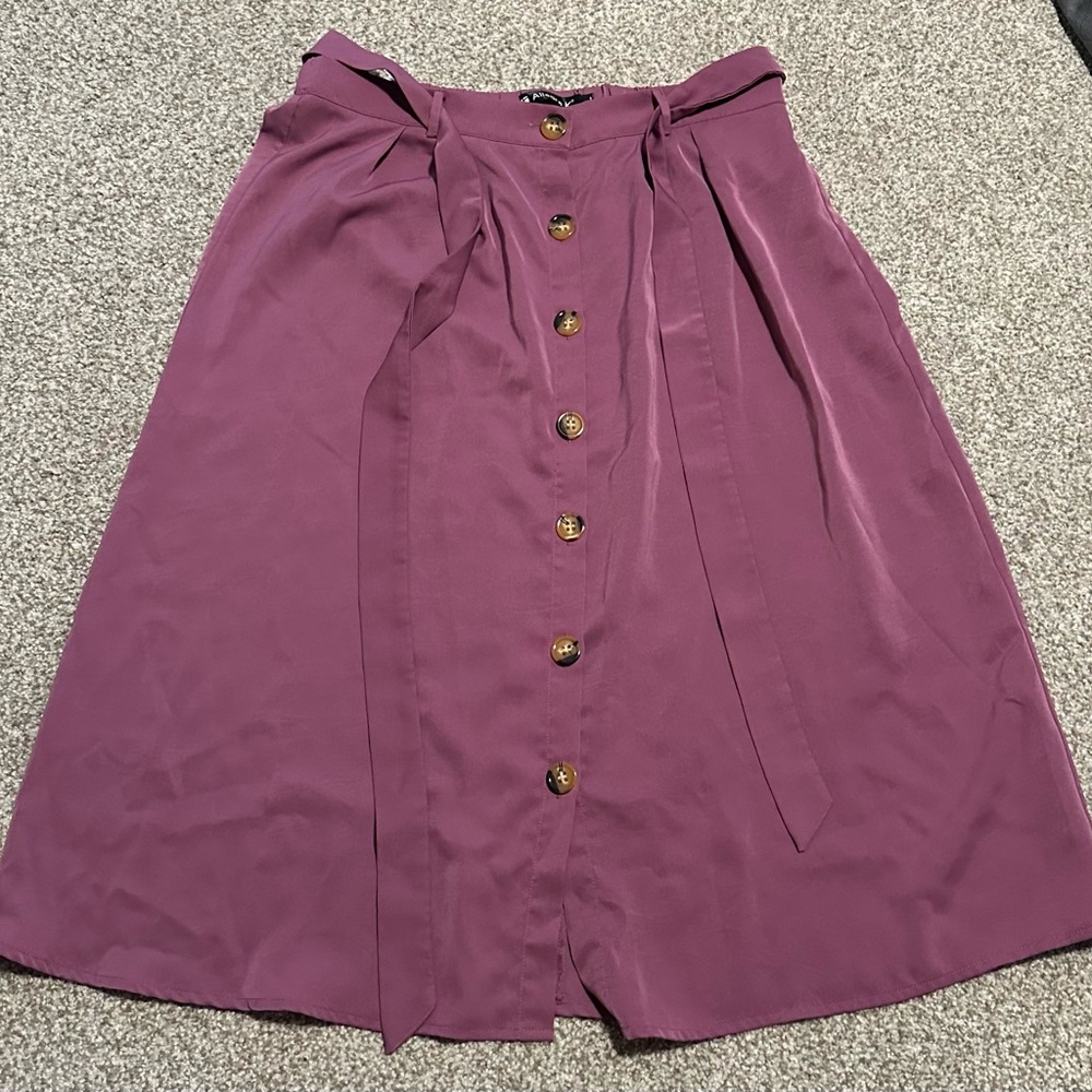 Purple Button-Down Midi Skirt